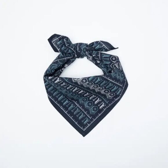 Navy Blue Patterned Bandana with a screw and bolts print - Picture 1 of 6
